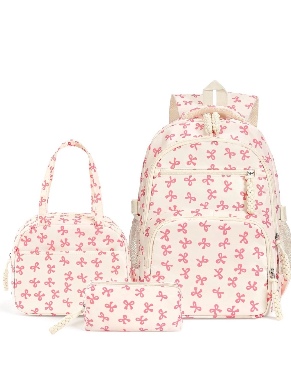 Kids 3-Piece Pink Bow Backpack Set
